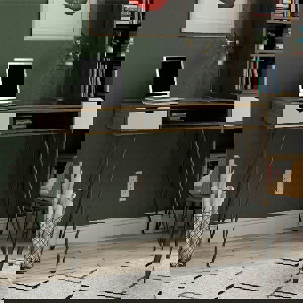 Dorel Home Concord desk with storage in brown / grey