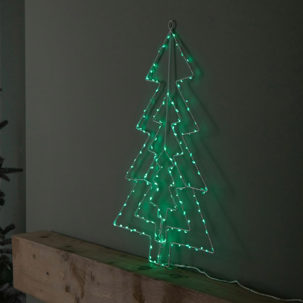 Samuel Alexander 50cm Light up 3 Layered Christmas Tree with 150 Multi-Action Green LEDs