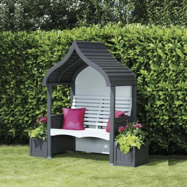 AFK Wooden Garden Arbour 'Orchard' In Charcoal and Stone