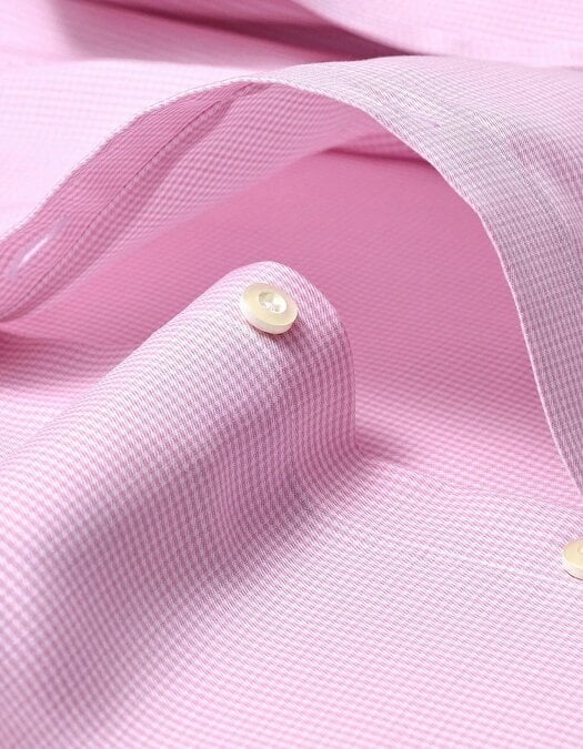 Men's Contrast Collar & Cuffs Check Shirt - Pink