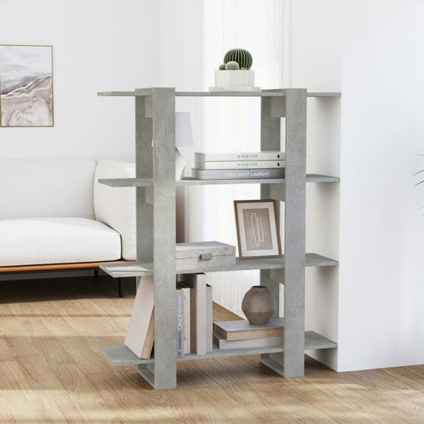 Berkfield Book Cabinet/Room Divider Concrete Grey 100x30x123.5 cm
