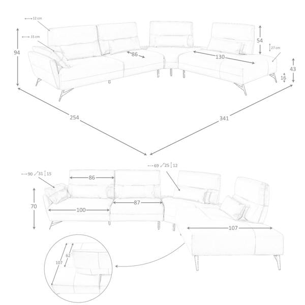 Angel Cerdá Corner sofa in sand leather 6213/6214