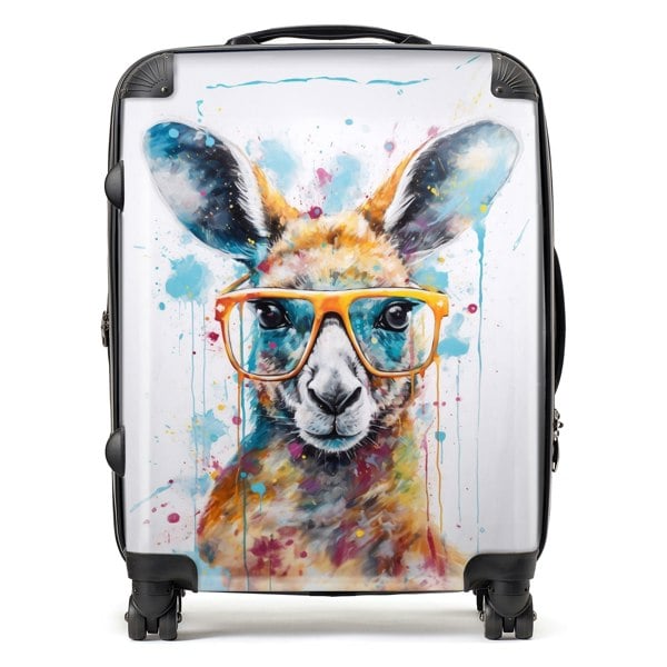 Warren Reed Splashart Kangaroo In Glasses Suitcase