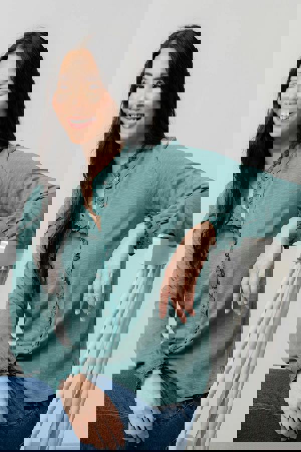 Sage Frill Organic Cotton Blouse Sea Mist | Lily and Me Clothing