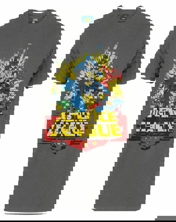 DC Comics Mens Grey Justice League Short Sleeved T-Shirt