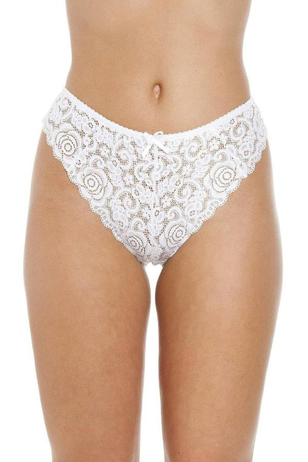 Six Pack White Floral Lace Melody Thong