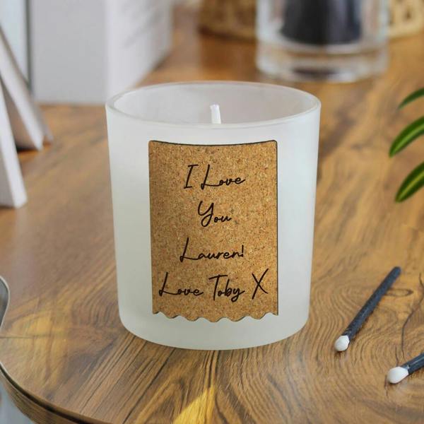 Personalised Cork Label Candle Jar - alternative angle