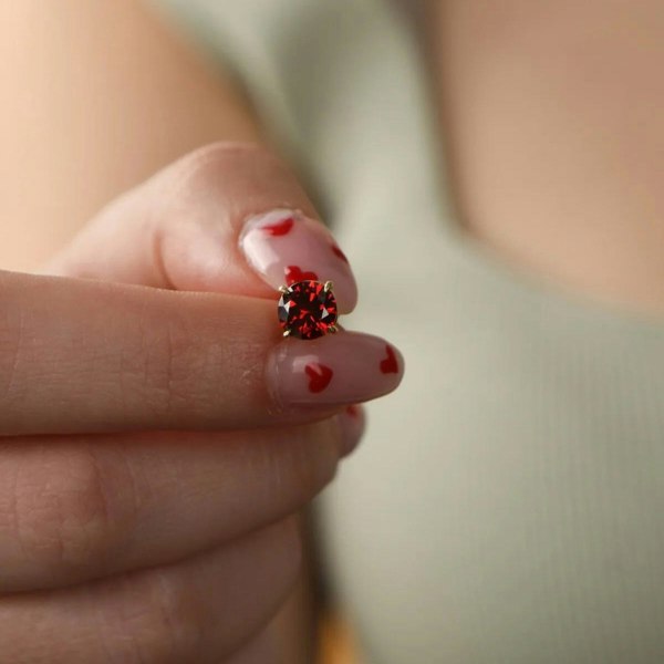 Spero London 9ct Gold Garnet Stud Earrings