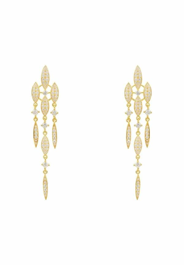 Valencia Statement Drop Earring White Cz Gold - LATELITA Earrings