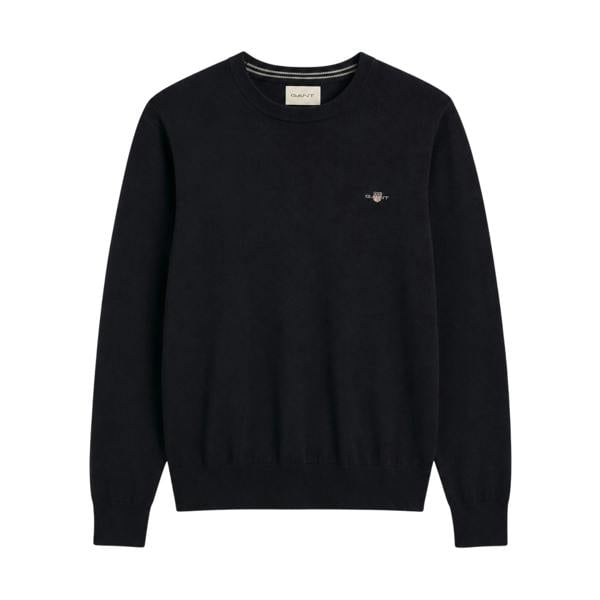 Gant Mens Cotton Crew Neck Jumper - Black - 