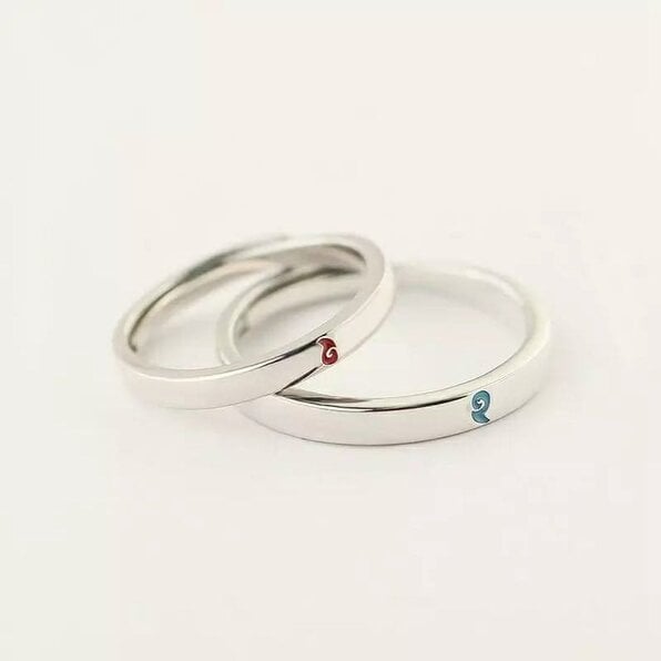 The Colourful Aura NE ZHA Chinese Adjustable Matching Couple Promise Ring Set