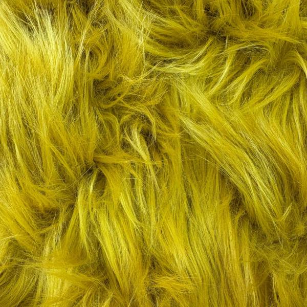 HomeSpace Direct Luxury Faux Rabbit Fur Rug Mustard Yellow