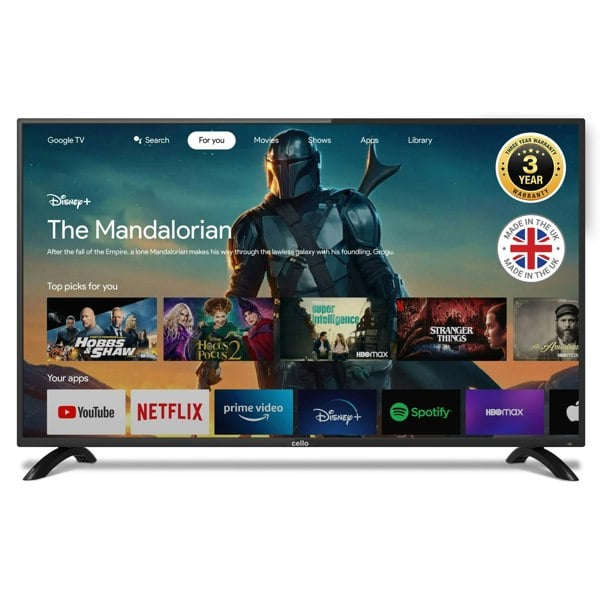 Cello  C4320G Google  43" Smart Android  TV  Full HD Made in the UK with 3 year warranty