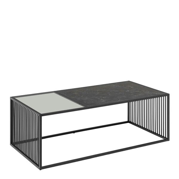 Wyld Haus Porto Organic Rectangular Coffee Table Stone Effect and Glass Top