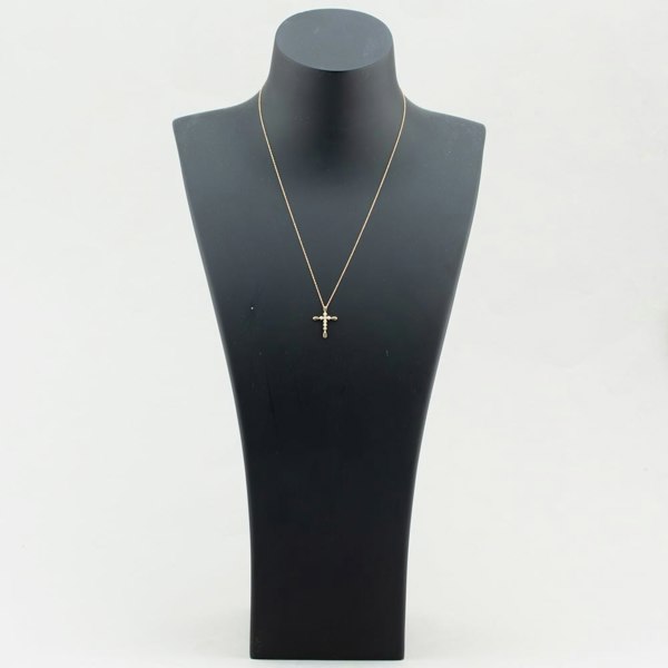 T. H. Baker 9ct Yellow Gold 0.10ct Bezel-Set Diamond Cross Pendant TH0121842