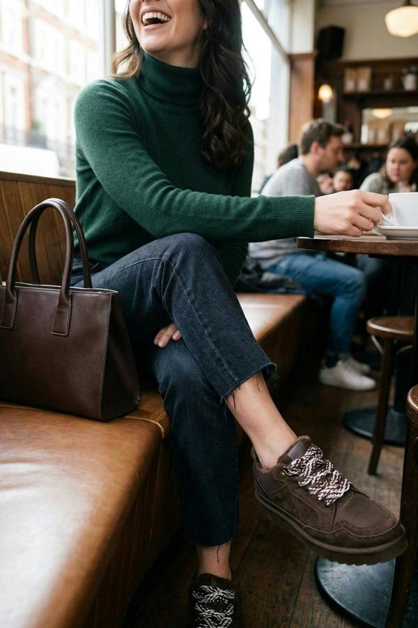 Leiza Chunky Lace Up Faux Fur Trainers - Brown