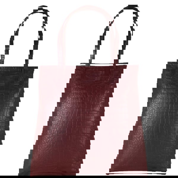 Assots London 'FREYA' Burgundy Semi Structured Unlined Croc Leather Tote Bag