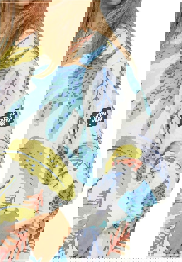 White leaf print hoodie