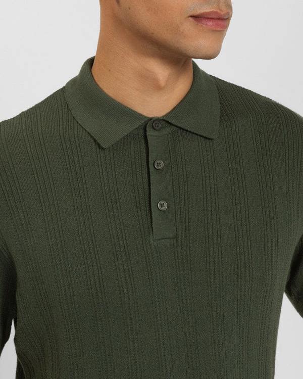 Steel & Jelly Textured Stripe Short Sleeve Polo Shirt