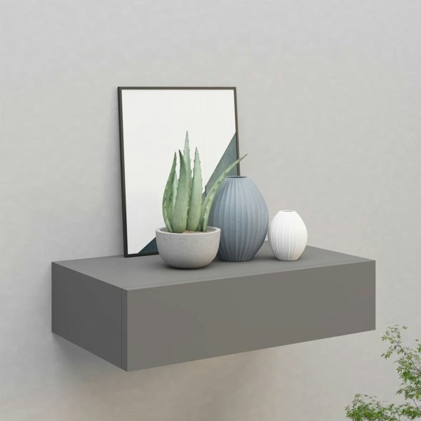 Berkfield Wall-mounted Drawer Shelf Grey 40x23.5x10cm MDF