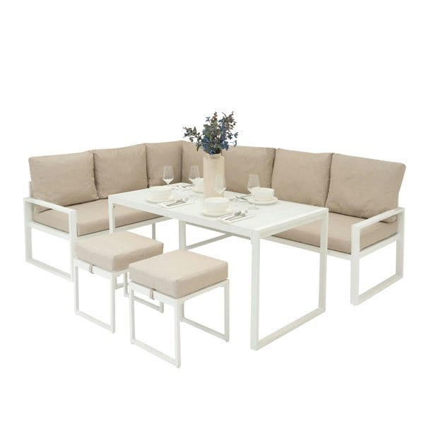 Jardi Aluminium Corner Sofa Set - White