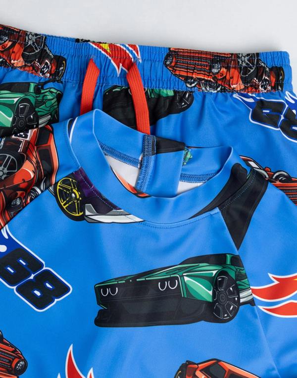 Vanilla Underground Hot Wheels Boys Blue Model Cars 2 Piece Swim Set