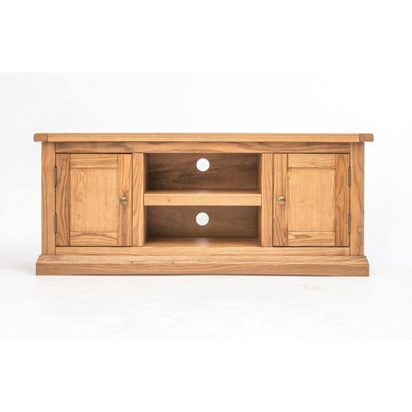 Salerno Light Wood 2 Door TV Cabinet Brass Knob
