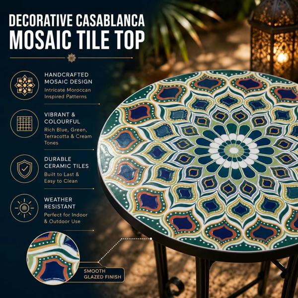 35cm Casablanca Mosaic Plant Stand/Side Table image 3