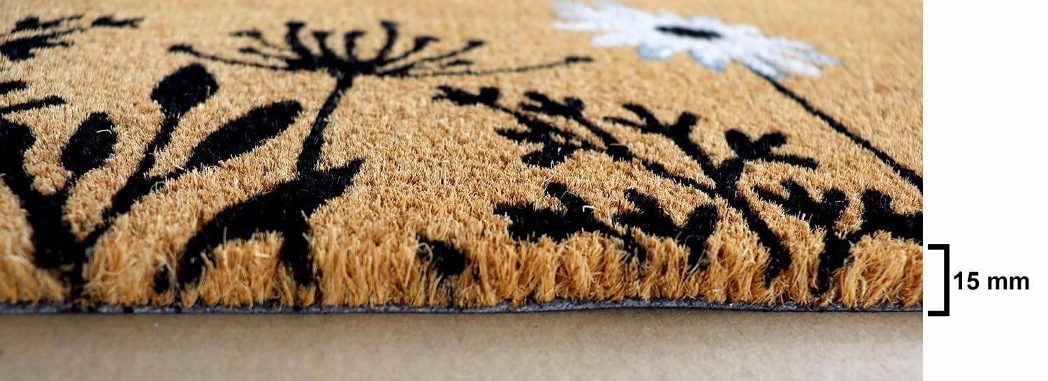 A.Unique Home 15mm Coir Doormat Non-Slip PVC Back - Welcome B&W 40x80cm
