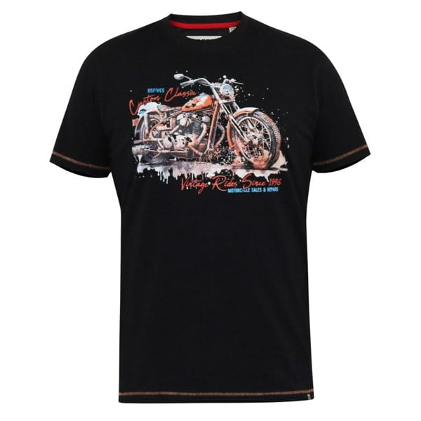 Duke Mens D555 Lorne Motorbike Crew Neck Kingsize T-Shirt - Washed Black