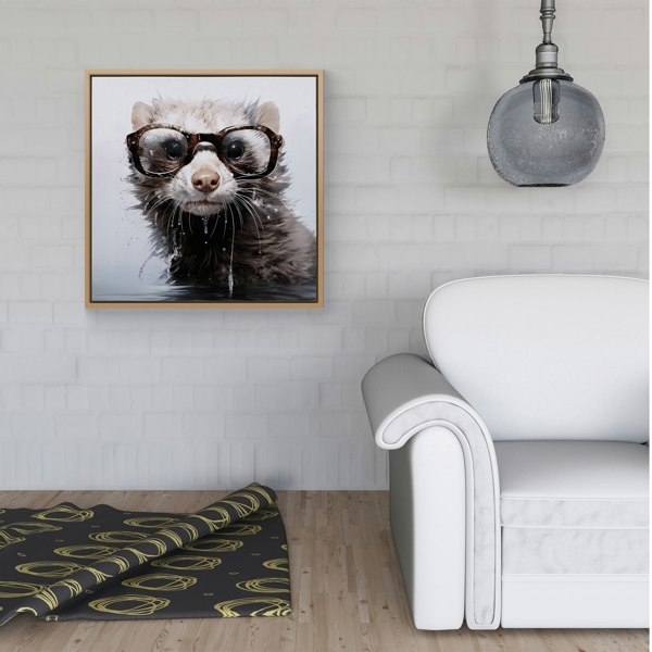 Warren Reed Splash Art Ferret Framed Canvas