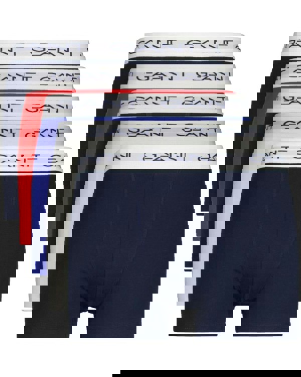 GantTrunks 5 - pack5 - Pack White Waistband Boxer Trunks, Red/White/Navy/Blue/BlackBoxers - and - Briefs.net