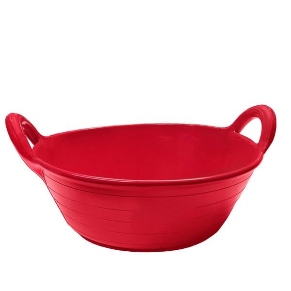 KetoBarrow Skip feed bucket feeder in red integrated handles flexible rubber pet animal horse