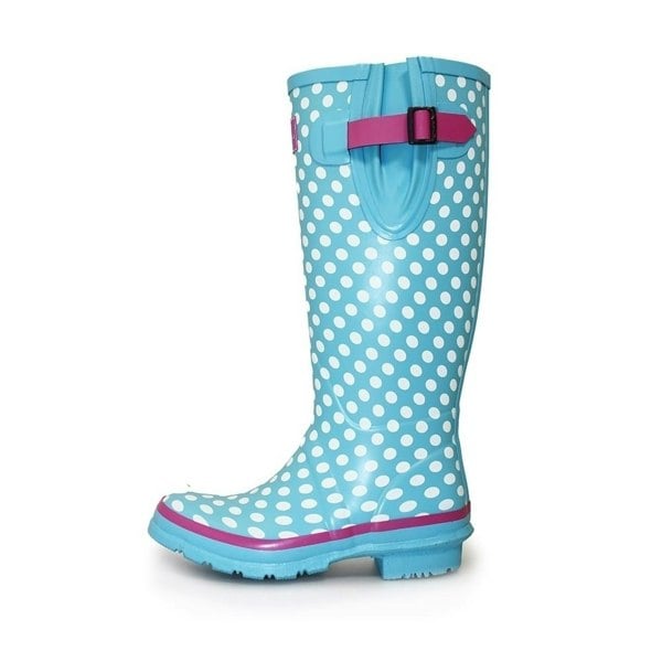 Lunar Womens/Ladies Polka Dot Wellington Boots - Pale Blue/White/Pink