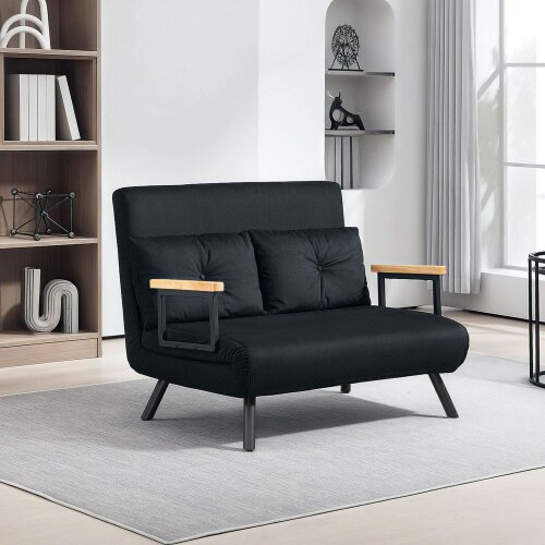 Wyld Haus Tarico Black 4 In One Convertible Double Sofa Bed With Cushions