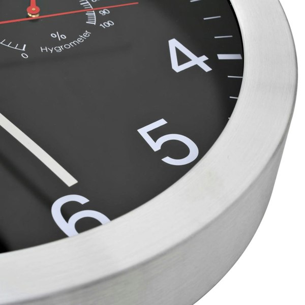 Berkfield Wall Clock with Quartz Movement Hygrometer Thermometer Black