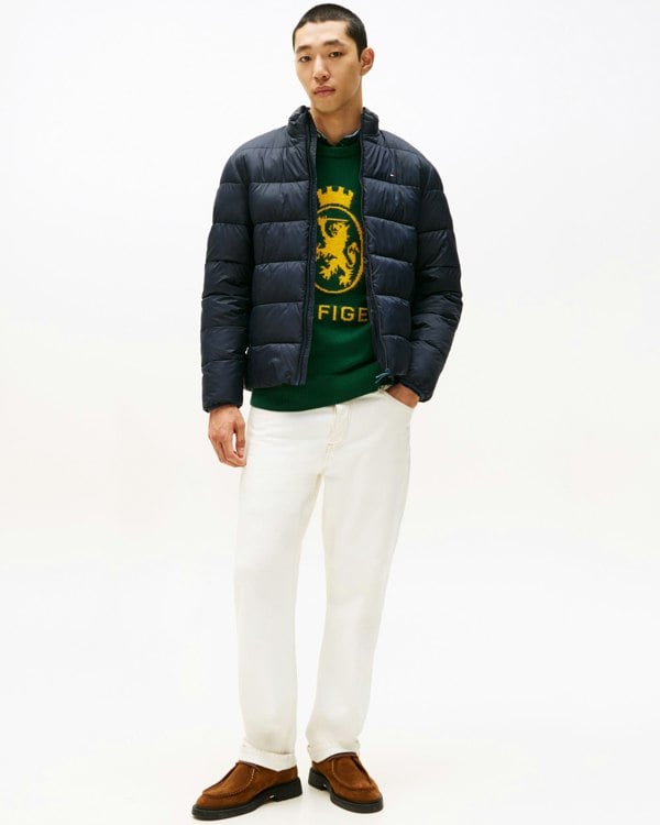 Tommy Hilfiger Mid Weight Mens Quilted Stand Collar Jacket - Desert Sky