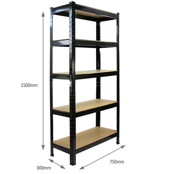 Monster Racking 2 x T-RAX Black Metal Racking Units 75cm x 150cm x 30cm with Free Bay Connectors