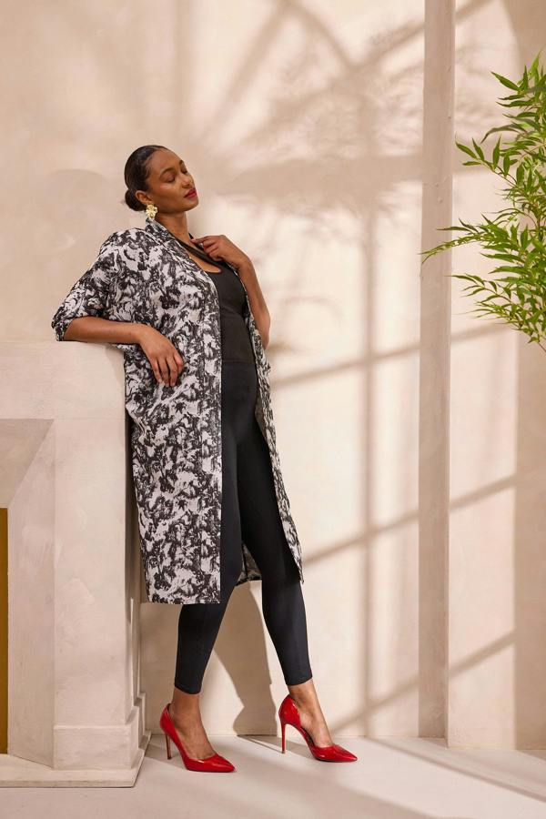 Lioness by TF Monochrome Brocade Kimono Jacket