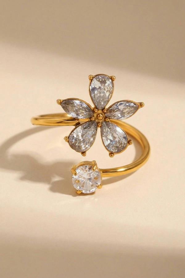 ARIIRA Finlay Gold Tone Crystal Flower Open