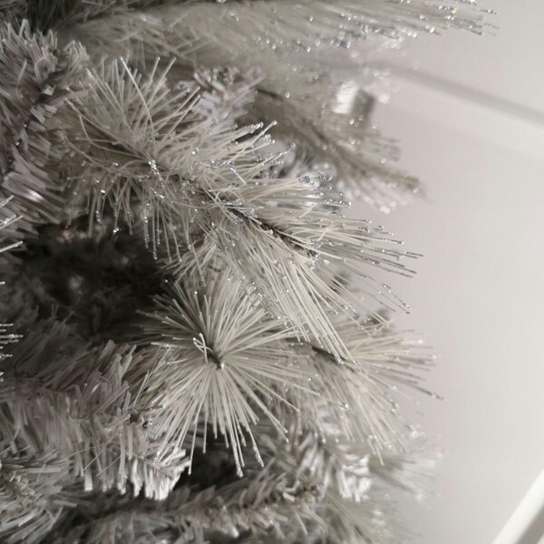 Samuel Alexander 2.1m (7ft) Silver Glitter Tip Fir Festive Christmas Tree in Grey PVC