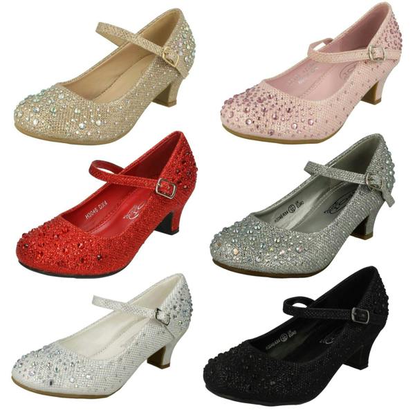 Spot On Girls Junior Spot On Sparkly Kitten Heel Party Shoes