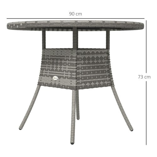 Wyld Haus Ladido 90cm Grey Rattan Wood Effect Outdoor Dining Table