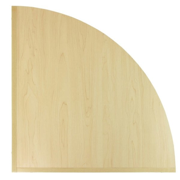 Maple corner counter with a smooth, curved surface showcasing light wood grain, ideal for retail shop displays and organization