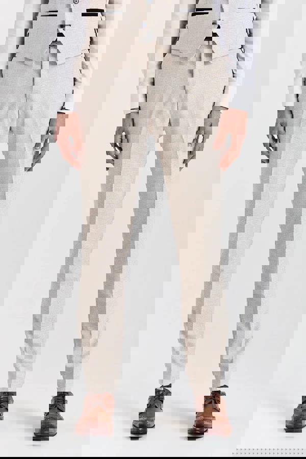 Paul Andrew Regent - Men's Cream 3 Piece Checked Tailored Fit Suit