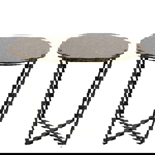 Furniture To Go Amble Round Dining Table with Brown Marble Melamine Top & Black Legs