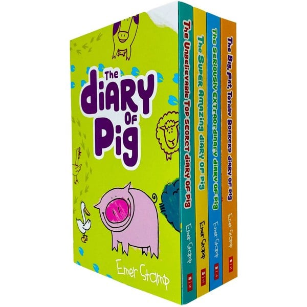 Diary Of Pig Emer Stamp 4 Book Set - The Big Fat Totally Bonkers & more