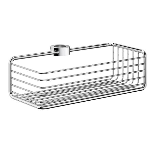 Polished chrome shower basket for shower riser rail