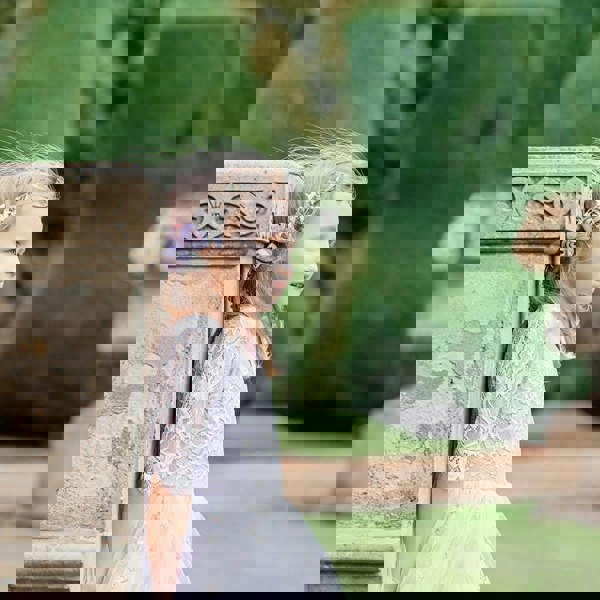 Pretty flower girl looking out 