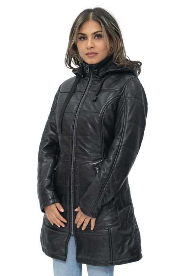 Infinity Leather Women's Leather Quilted Parka Coat-Allentown